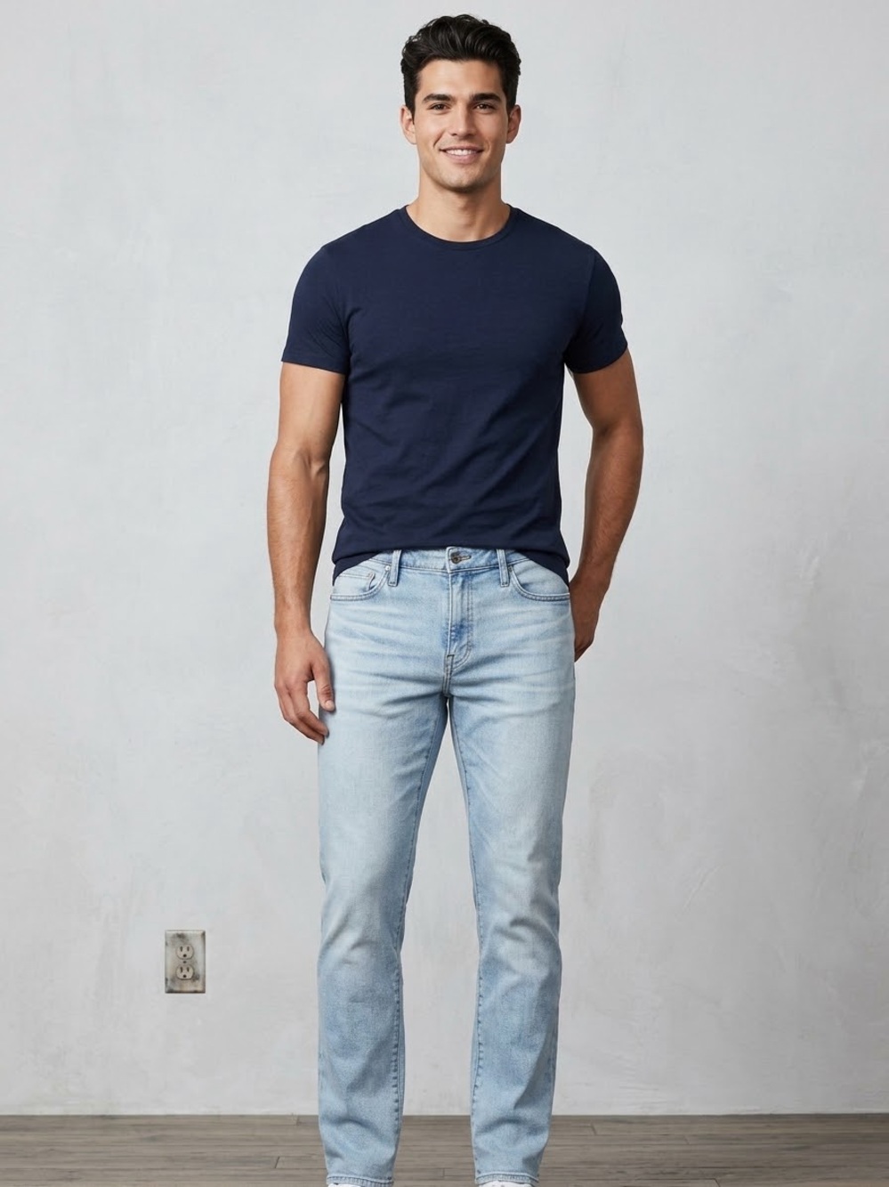 Express Men's Conscious Edit Slim Straight Jeans, 34x34, Light Wash